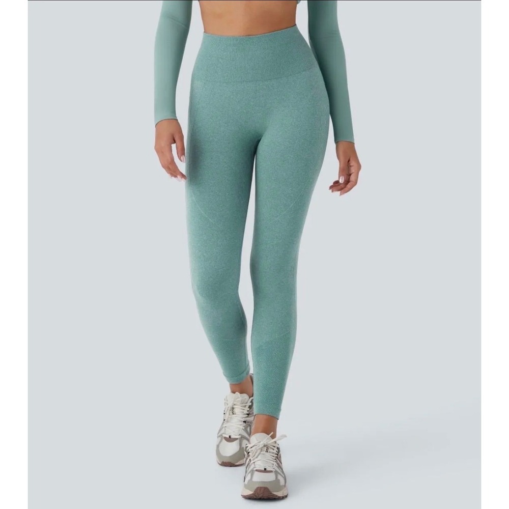 Halara Leggings Women L Green High Waisted Scrunch Butt Lifting Tummy Control - Picture 2 of 7